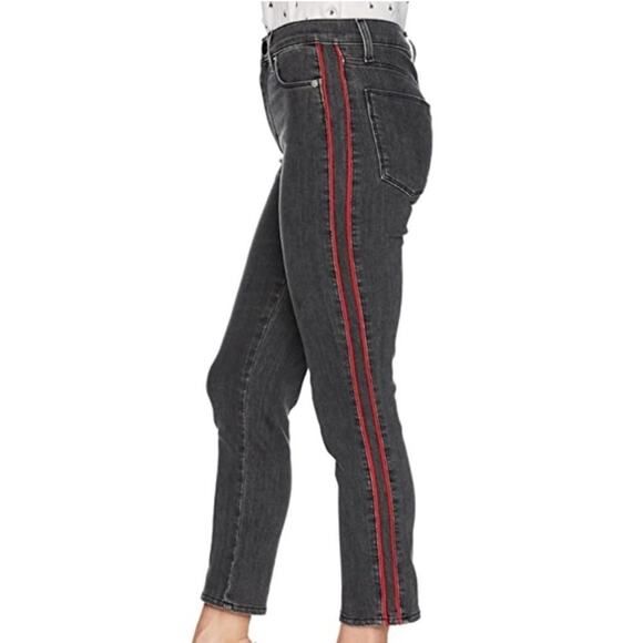 Hudson Zoeey High Rise Black Jeans Red Side Stripe Women’s Size 27 Ankle Denim - Picture 4 of 10